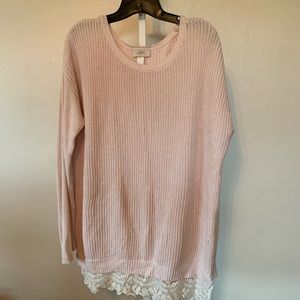 LOFT Tunic Sweater with Lace Bottom